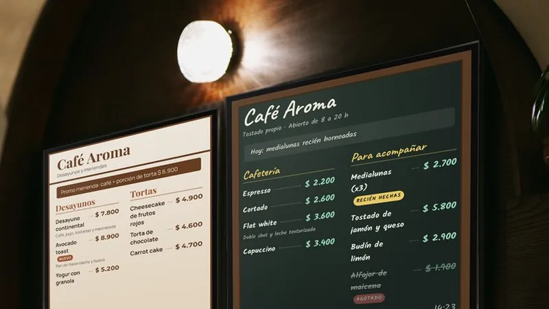 Pizarra en uso: Lista de precios