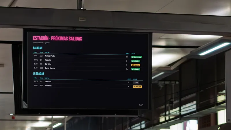 Pizarra en uso: Horarios de transporte